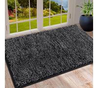 SHACOS Door Mat Indoor, Microfiber Dust Dirt Trapper Door Mats, Non-Slip Machine Washable Floor Mat, Pets and Dog Mat, Super Absorbent Entrance Mat, Black Grey, 80 x 120 cm