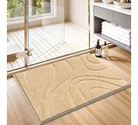 SHACOS Fluffy Bath Mat 50 x 80 cm, Shaggy Bathroom Floor Rug | Beige - Shaggy fibres help trap moisture and make stepping out of the shower more comfortable