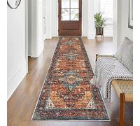 SHACOS Long Hallway Runner Rug Non Slip 60x240 cm Hallway Hall Runners Washable Narrow Rugs Boho Carpet Runners for Kitchen Entryway Laundry, Red