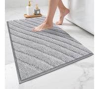 SHACOS Microfiber Bath Mat 60 x 90 cm Non Slip Super Absorbent Bathroom Mat Ultra Soft Bath Mats Machine Washable Bathroom Rug for Shower Floor Bathtub, Light Grey