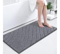 SHACOS Non-Slip Bath Mat 60 x 120 cm Absorbent Bathroom Mat Rug Machine Washable Ultra Soft Bath Mats for Bathroom, Grey