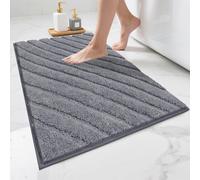 SHACOS Non-Slip Bath Mat 60 x 90 cm Absorbent Bathroom Mat Rug Machine Washable Ultra Soft Bath Mats for Bathroom, Grey