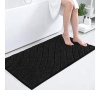 SHACOS Non-Slip Bathroom Mat 60 x 120 cm Absorbent Bath Mat Rug Machine Washable Ultra Soft Bath Mats for Bathroom, Black