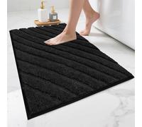 SHACOS Non-Slip Bathroom Mat 60 x 90 cm Absorbent Bath Mat Rug Machine Washable Ultra Soft Bath Mats for Bathroom, Black