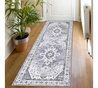 SHACOS Non Slip Hallway Runner Rug 60x180cm Carpet Runner Rug for Hallway Hall Runner Narrow Rug Washable Kitchen Runner Rug Vintage Distressed Runner Rug for Kitchen Entryway Bedroom, Grey