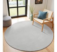 SHACOS Round Rug 100cm Fluffy Area Rugs Circle Rug Washable Anti Slip Underside Soft Round Rugs for Living Room, Bedroom, Kid's Room, Silver Grey