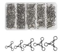 SHADDOCK 100Pcs 3 Way Swivel Fishing Tackle Stainless Steel Three Way Fishing Swivels Saltwater T-Shape Crossline Fishing Connector for Sea Fishing Trolling Catfish Rig, Test 26-79Lb