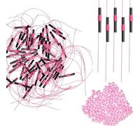 SHADDOCK Bobber Stops Plastic Beads 100pcs Fishing Floats Corks String Knots for Fishing Line Leader Freshwater Saltwater (Pink)
