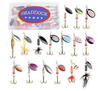 SHADDOCK Fishing Lures Kit Spoon Spinnerbaits Swimbait Crankbaits Minnow Variety Kit Rooster Tail Trout Spinner Salmon Spoons Walleye Assorted Metal Hard Lures Spinners Bait (16pcs Spinner Kits)