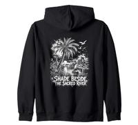 Shade Beside The Sacred River Palm Tree Scene Zip Hoodie