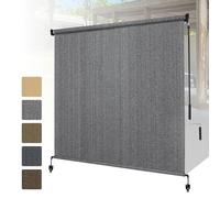 Shade&Beyond Outdoor Roller Blinds with Splicing Design, 96"x96"H Wireless Patio Roll Up Blinds, Outdoor Sun Shade Cloth Roll for Porch Gazebo Pergola, Balcony, Grey