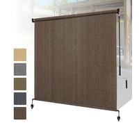 Shade&Beyond Outdoor Roller Shades 8' W x 8' H Cordless Patio Roll Up Blinds 90% UV Protection Exterior Shade Cloth Roll for Porch Gazebo Pergola Balcony Backyard, Mocha