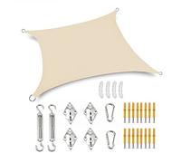 Shade Fabric Sun Shade Sail Sunshade Cloth 2x3m 3x5m Rectangle Sunscreen Fabric Outdoor Canopy Waterproof 98% UV Block with Fixing Kit for Garden Patio Yard Party, Beige