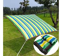 Shade Netting，，HDPE Shade Cloth with Grommets - UV Resistant Mesh Shade Netting for Backyard, Carport, & Vegetables - Four Color Stripes - Sizes: 3.3x3.3FT to 26x32.8FT