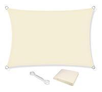 Shade Sail, 2.5M x 3M Waterproof 98% UV Block Sun Shade Cloth 120gsm Sun Protection Canopy Awning for Outdoor Patio Garden Party (Cream)