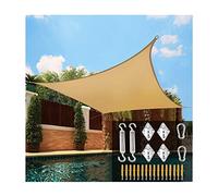 Shade Sail with Hardware Kit 7'X10' 13'X16' Sand Sun Shade Sail Rectangle Canopy UV Block Sunscreen Awning Waterproof for Yard Patio Garden Outdoor Carport
