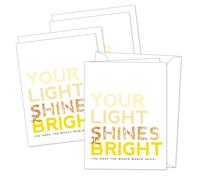 SHADE TREE GREETINGS Kitty Meow Boutique 3-Pack Friendship Cards with Envelopes, Your Light Shines Bright Blank Inside, 4.25 x 5.5 Inch