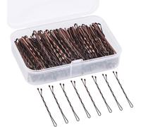 SHADECRAFT 150 Bobby Pins - 5cm Long Hair Pins for Women with Box - Hair Pins & Kirby Grips for Thicker & Strong Hair, Ideal Hair Clips Women for All Hair Types (Brown)