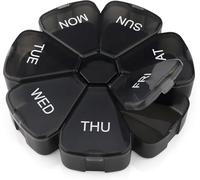 SHADECRAFT 7 Day Pill Organiser - Premium BPA-Free Medication Storage Box, Travel Case with Snap Shut Lids Design, Designed to be Durable (Black)