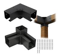 ShadeMart 4"x4" Pergola Bracket Kit, Heavy Duty Waterproof Corner Brackets for Wood Posts, DIY Post Base Hardware for Patio Pergolas, Gazebos, Log Cabins (2 Pack 3-Way)