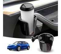 Shademax Car Cup Holder for Tesla Model Y 2020-2025 / Model 3 2017-2023 Accessories Left Side Door Cup Holder with Rubber Coaster Compatible with Yeti Ramblers 20/26/30oz, 2.95"-3.7" Cups & Bottles