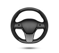 Shademax Custom Fit for Suede Steering Wheel Cover Tesla Model Y/Model 3/ Model S/Model X Car Wheel Protector Tesla Accessories 2PCS (Black)
