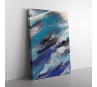 Shades Of Serenity Abstract Canvas Wall Art Print Ready to Hang, Framed Picture for Living Room Bedroom Home Office Décor, 60x40 cm (24x16 Inch)