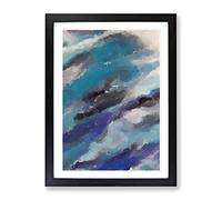 Shades Of Serenity Abstract Framed Print for Living Room Bedroom Home Office Décor, Wall Art Picture Ready to Hang, Black A2 Frame (62 x 45 cm)
