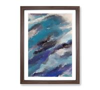 Shades Of Serenity Abstract Framed Print for Living Room Bedroom Home Office Décor, Wall Art Picture Ready to Hang, Walnut A4 Frame (34 x 25 cm)