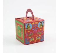 Shadicards 50 Pack Mini Cube Favour Boxes with Handle - Traditional Indian Pakistani Truck Art Gift Box for Mehndi, Sangeet & Weddings - 53mm Novelty Treat Box, DIY Flat Pack No Glue