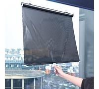 Shading Curtain Roller with Suckers,Universal Roller Blinds Blackout Spring Darkening Blinds Window Shades Portable Cover Shade Visor,for Living Kitchen Car bathroom,Nail-free,Black (50x125cm)