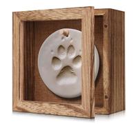 Shadow Box Frame, 5x5 in, Solid Wood Burnt Finish, Magnetic Door, Linen Interior, for Baby Memory Box, CD Frame Display Case, Seashell Display Box, Pet Memorial Shadow Box (Small)