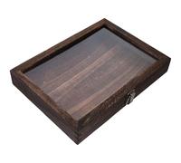 Shadow Box Frame, Coffee Wooden Glass Shadow Cabinet Specimen Display Box 32x23x4.5 cm