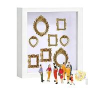 Shadow Box Frame | DIY Mini Museum Silhouette Box | Miniature Museum Picture Frame Kit with Lights, Gold Mini Frames & Figurines | Photo Display Case for Wedding, Birthday & Home Decor