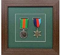 Shadow Box Frame for Medal Display | Deep 3D Box for Military, Sports and War Awards | Perspex Front And MDF Backing | Green Mount - Mahogany Frame | Fits Two Medal