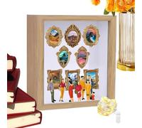 Shadow Box - Presentation Frame for Family Memories, Memory Silhouette Cabinet, Photo Storage Box with Large Depth, Rustic Display Case with Wooden Glass Front, Wall Mounted Collector