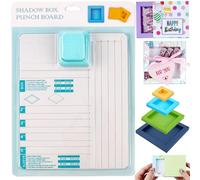 Shadow Box Punch Board, Punch Boards for Crafting, 2", 3", 4", and 5" Shadow Box Making Scoring Board with Scoring Tool for DIY Making ShadowBoxes and Sleeves, Scrapbooking Family Photo Making Gifting