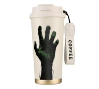 Shadow Claw Print Halloween Coffee Cup | Stainless Steel Tumbler With Straw And Wrist Strap. Pick Black, White, Red, Or Rose Lid