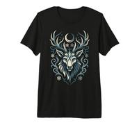 Shadow Creature Wolf and Stag Form Night Mystic Symbol Premium T-Shirt