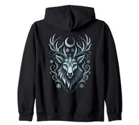 Shadow Creature Wolf and Stag Form Night Mystic Symbol Zip Hoodie