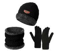 SHADOW DANCE 3-in-1 Kids Gloves, Hat and Scarf Set - Winter Beanie Hat with Fleece-Lined Thermal Gloves & Snood Neck Warmer - Perfect Winter Accessories Set for Children (Black)