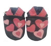 SHADOW DANCE UK 0-6 Months 4 Pink Love Hearts Baby Leather Shoes Soft Sole Girl Boys Toddler Infant Walking First Gift New Born (4 Pink Love Hearts, 0-6 Months)