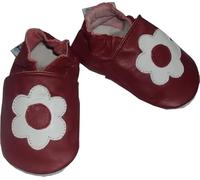 SHADOW DANCE UK 0-6 Months White Flower on Burgandy Baby Leather Shoes Soft Sole Girl Boys Toddler Infant Walking First pram Gift New Born (White Flower on Burgandy, 0-6 Months)