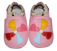 SHADOW DANCE UK 12-18 Months Pink Love Heart Windmill Baby Leather Shoes Soft Sole Girl Boys Toddler Infant Walking First Gift Newborn (Pink Love Heart Windmill, 12-18 Months)