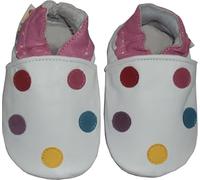 SHADOW DANCE UK 18-24 Months 5 Spots on White Baby Leather Shoes Soft Sole Girl Boys Toddler Infant Walking First pram Gift New Born (5 Spots on White, 18-24 Months)
