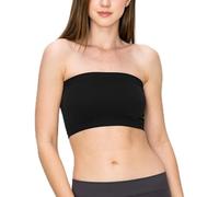 SHADOW DANCE UK Bandeau Sports Tube Top Non Padded Bra Strapless Wireless Solid Seamless Yoga Workout Bralette - Non-Slip Detachable Stretchy Bralettes - in Black-S-M