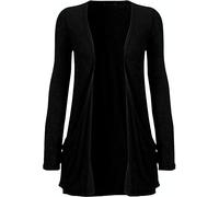 SHADOW DANCE UK Ladies Long Sleeve Pocket Boyfriend Cardigan Womens Top Sizes 8-22 - Classic Draped Open Front Casual Knit Sweaters Coat Soft Outwear Black-18