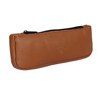 SHADOW DANCE UK Leather Pencil Case Clutch Art School Genuine Cosmetic Case Stationery Bag for Pens, Markers, Makeups, Change, Coins(Scribe Case, Brown)