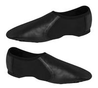 SHADOW DANCE UK Leather Slip-On Black Jazz Shoes with Split Sole (3 UK)
