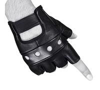 SHADOW DANCE UK Men's Classic Retro Driving Gloves 100% Genuine Leather - Fingerless, for Driving, Motorcycle, Riding, and Cycling, Mens Gloves (XXL, Fingerless Plain Black Gloves)